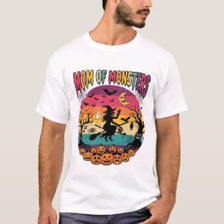 Mom Monsters Halloween Witch Pumpkins Bats_1 T-Shirt