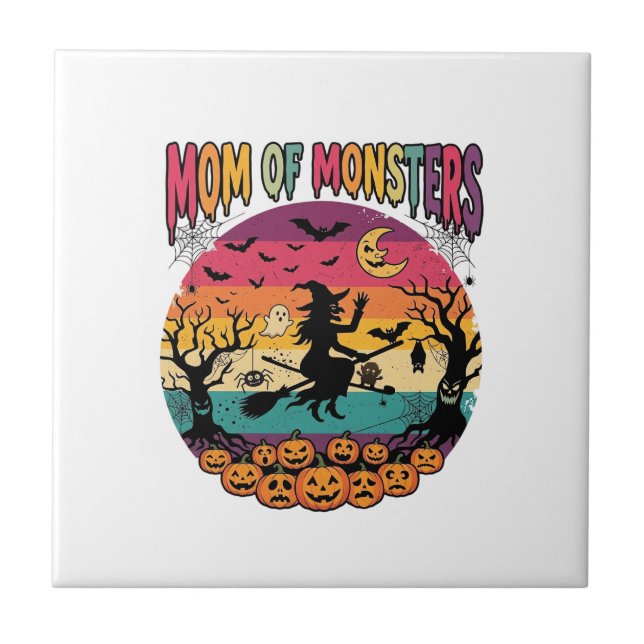 Mom Monsters Halloween Witch Pumpkins Bats_1 Tile (Front)