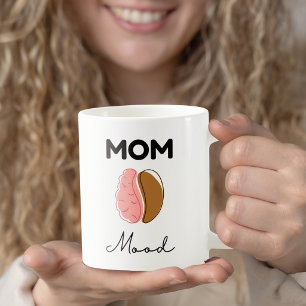 Mom Mood Coffee Brain Minimalist Design Mug