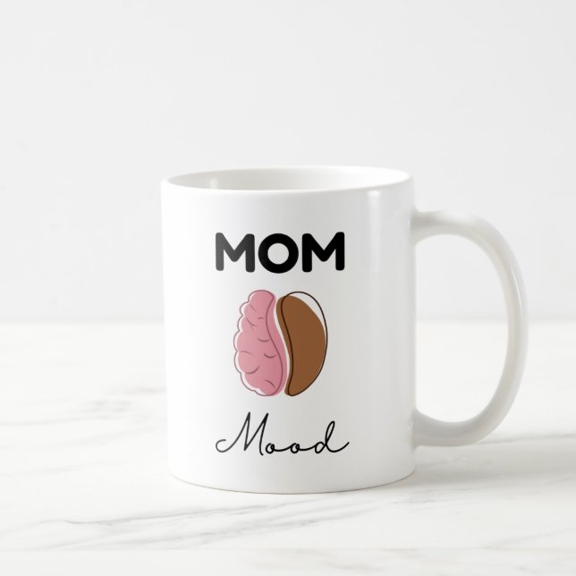 Mom Mood Coffee Brain Minimalist Design Mug (Right)