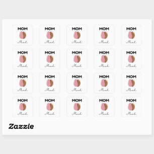 Mom Mood Coffee Brain Minimalist Design Square Sticker