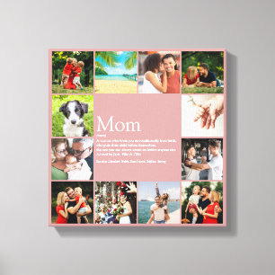 Mom Mother Definition Photo Collage Dusty Rose  Canvas Print