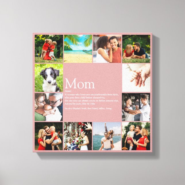 Mom Mother Definition Photo Collage Dusty Rose  Canvas Print (Front)