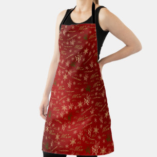 mom, mother happy christmas text and pattern apron