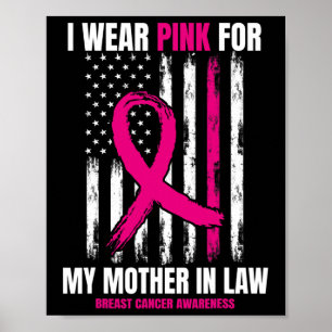 Mom Mother In Law Breast Cancer Awareness American Poster