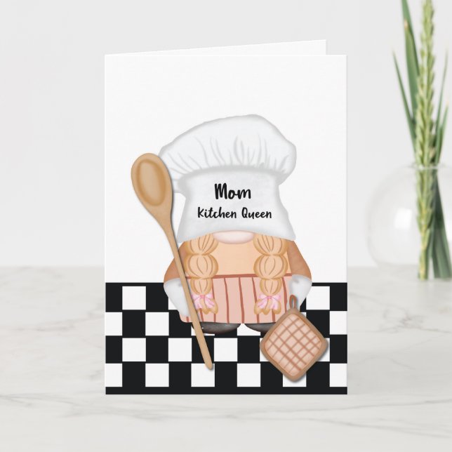 Mom Mother’s Day Gnome Kitchen Queen Card (Front)