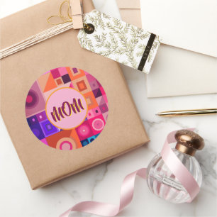 MOM, MOTHER, WOMEN, BIRTHDAY, GIFT SILVER PLATED CLASSIC ROUND STICKER