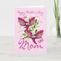 Mom Mother's Day Card With Butterflies From Twins