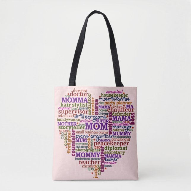 Mom Mothers Day Cute Typography Word Heart Tote Bag (Front)