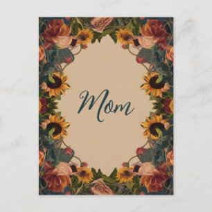 "Mom" mother's day elegant sunflower vintage Postcard