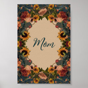 "Mom" mother's day elegant sunflower vintage Poster