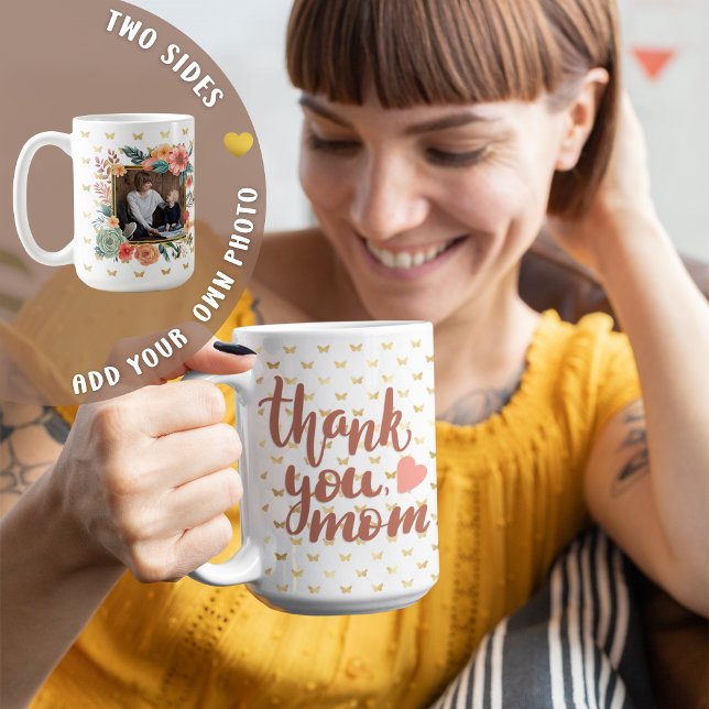MOM Mothers day Gift Floral Photo Personalized Coffee Mug (Creator Uploaded)