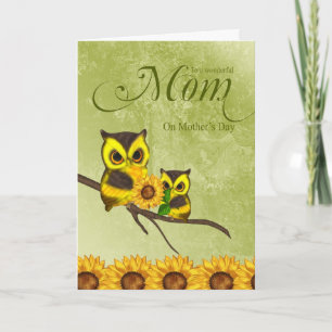 Mom Mother's Day Greeting Card With Owls And Sunfl