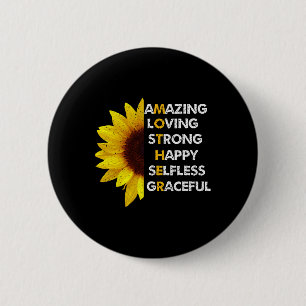 Mom Mother's Day Mom Amazing Loving Strong Best Mo 2 Inch Round Button