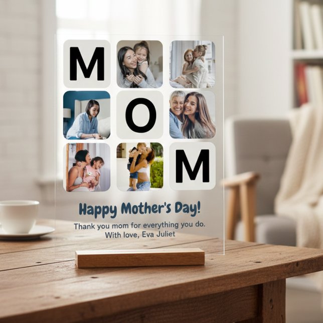 Mom Mother's Day Photo Collage Acrylic Sign (Creator Uploaded)
