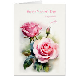 Mom Mothers Day Roses Painted Watercolor 