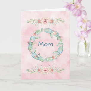 Mom Mother's Day  Watercolor Cactus Card