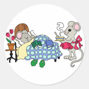 Mom Mouse Caring for Sick Child Classic Round Sticker