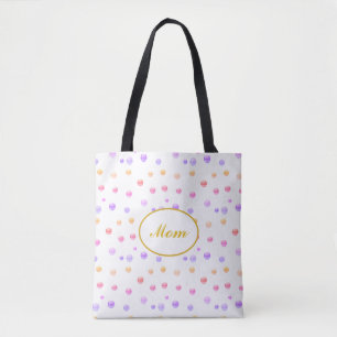 Mom Multicolored Polka Dotted Tote Bag