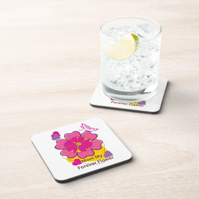 Mom My Forever Flower Design  Coaster (Right Side)