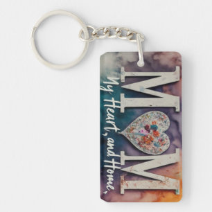 Mom: My Heart, My Home Keychain