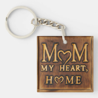 Mom: My Heart, My Home Keychain