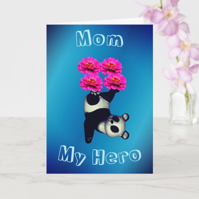 Mom My Hero Juggling Panda Mother's Day Card (Orchid)