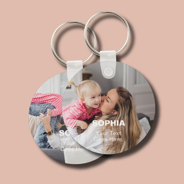 Mom Name 2 Photo Simple Keychain (Creator Uploaded)