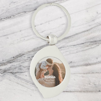 Mom Name Photo Simple Keychain