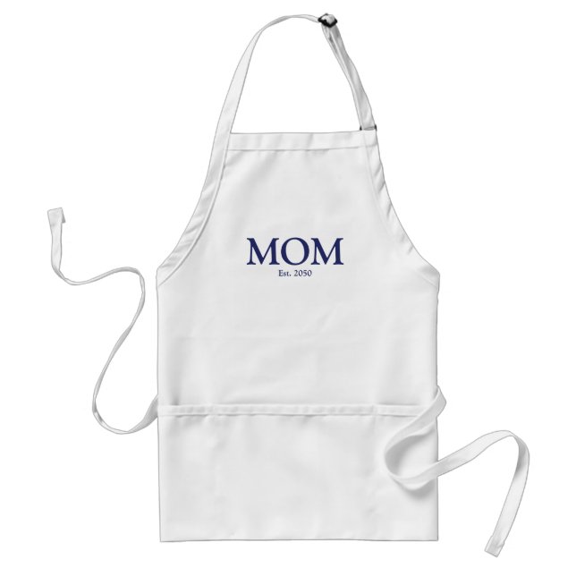 Mom navy blue white custom established date cute standard apron (Front)