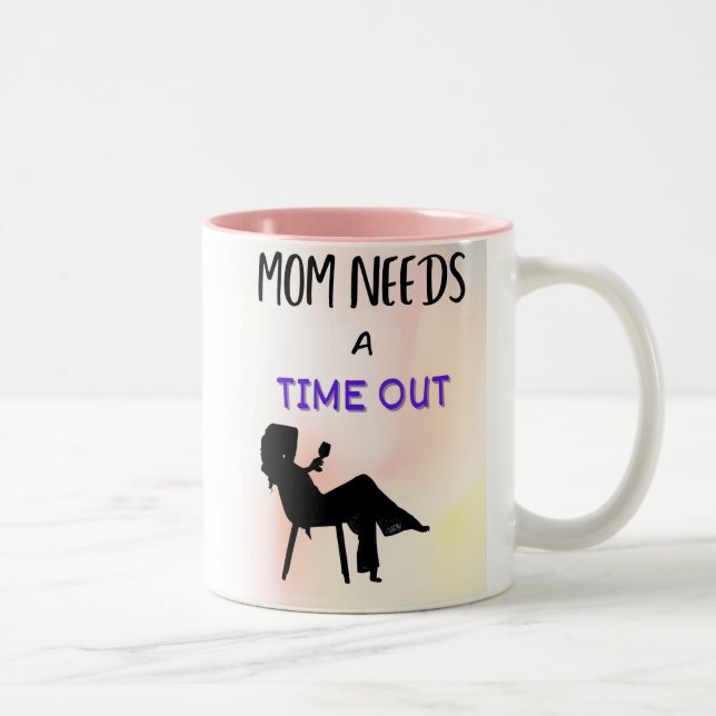 Mom Needs A Time Out - Wine Time Two-Tone Coffee Mug (Right)