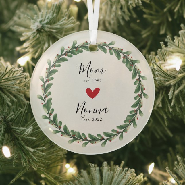 Mom |  Nonna Year Est. Glass Ornament (Insitu)