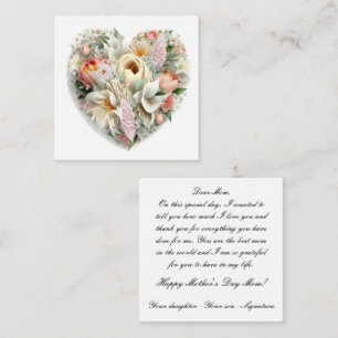 Mom Note Card heart-shaped flower arrangement