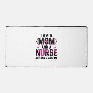 Mom Nurse Nothing Scares Me Vintage Engraving Desi Desk Mat