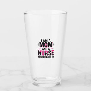 Mom Nurse Nothing Scares Me Vintage Engraving Desi Glass