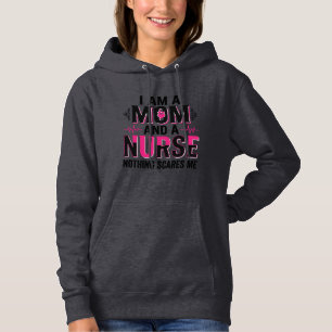 Mom Nurse Nothing Scares Me Vintage Engraving Desi Hoodie