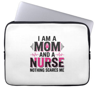 Mom Nurse Nothing Scares Me Vintage Engraving Desi Laptop Sleeve