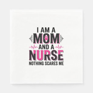 Mom Nurse Nothing Scares Me Vintage Engraving Desi Napkin
