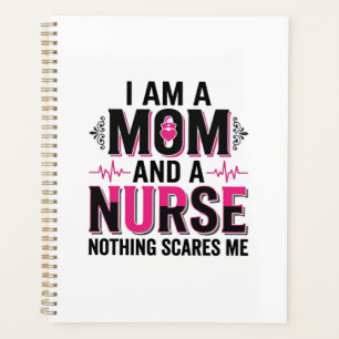 Mom Nurse Nothing Scares Me Vintage Engraving Desi Planner