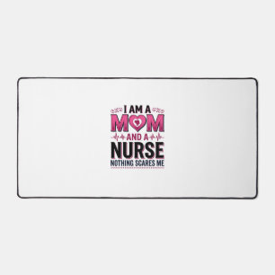 Mom Nurse Nothing Scares Me Vintage Engraving Shir Desk Mat