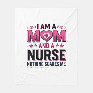 Mom Nurse Nothing Scares Me Vintage Engraving Shir Fleece Blanket