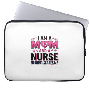 Mom Nurse Nothing Scares Me Vintage Engraving Shir Laptop Sleeve