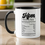 Mom Nutrition Facts Modern Black and White Funny Mug<br><div class="desc">This simple and modern design is composed of san serif and playful script typography.</div>