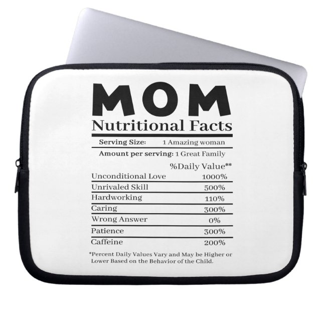Mom Nutritional Facts Laptop Sleeve (Front)
