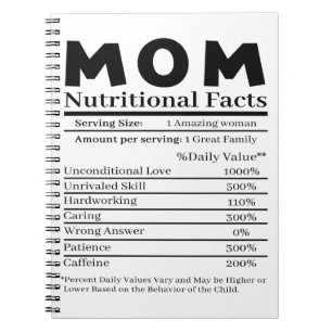 Mom Nutritional Facts Notebook
