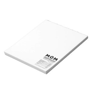 Mom Nutritional Facts Notepad