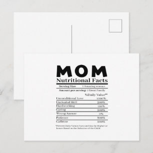 Mom Nutritional Facts Postcard