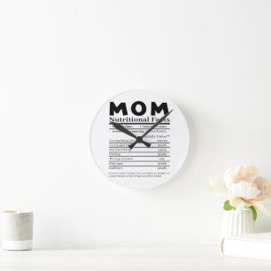 Mom Nutritional Facts Round Clock