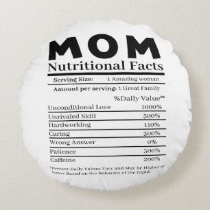 Mom Nutritional Facts Round Pillow