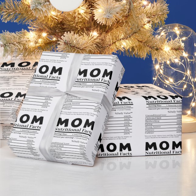 Mom Nutritional Facts Wrapping Paper (Holidays)